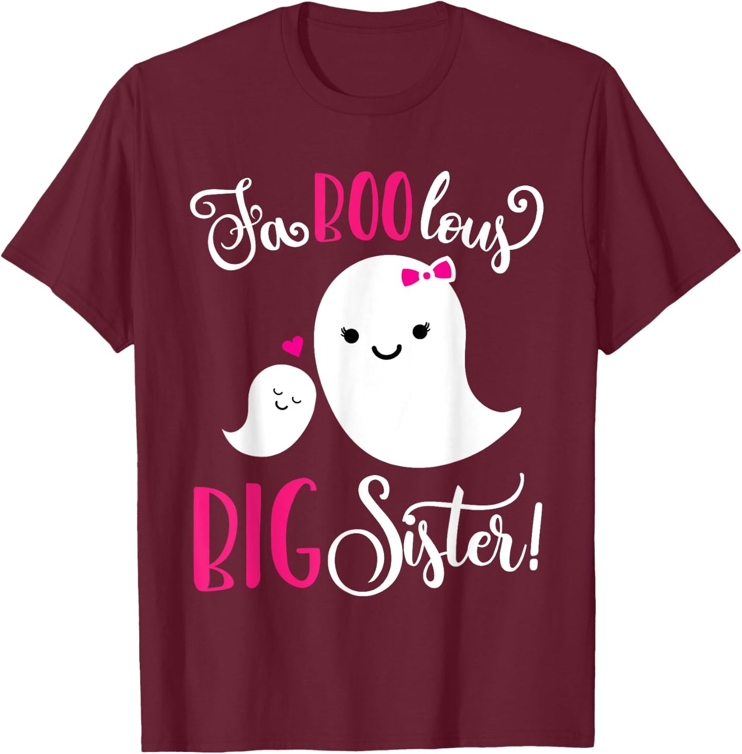 Big Sister Pregnancy Announcement Ghost Cute Halloween Girls T-Shirt - T-Shirt | Maroon