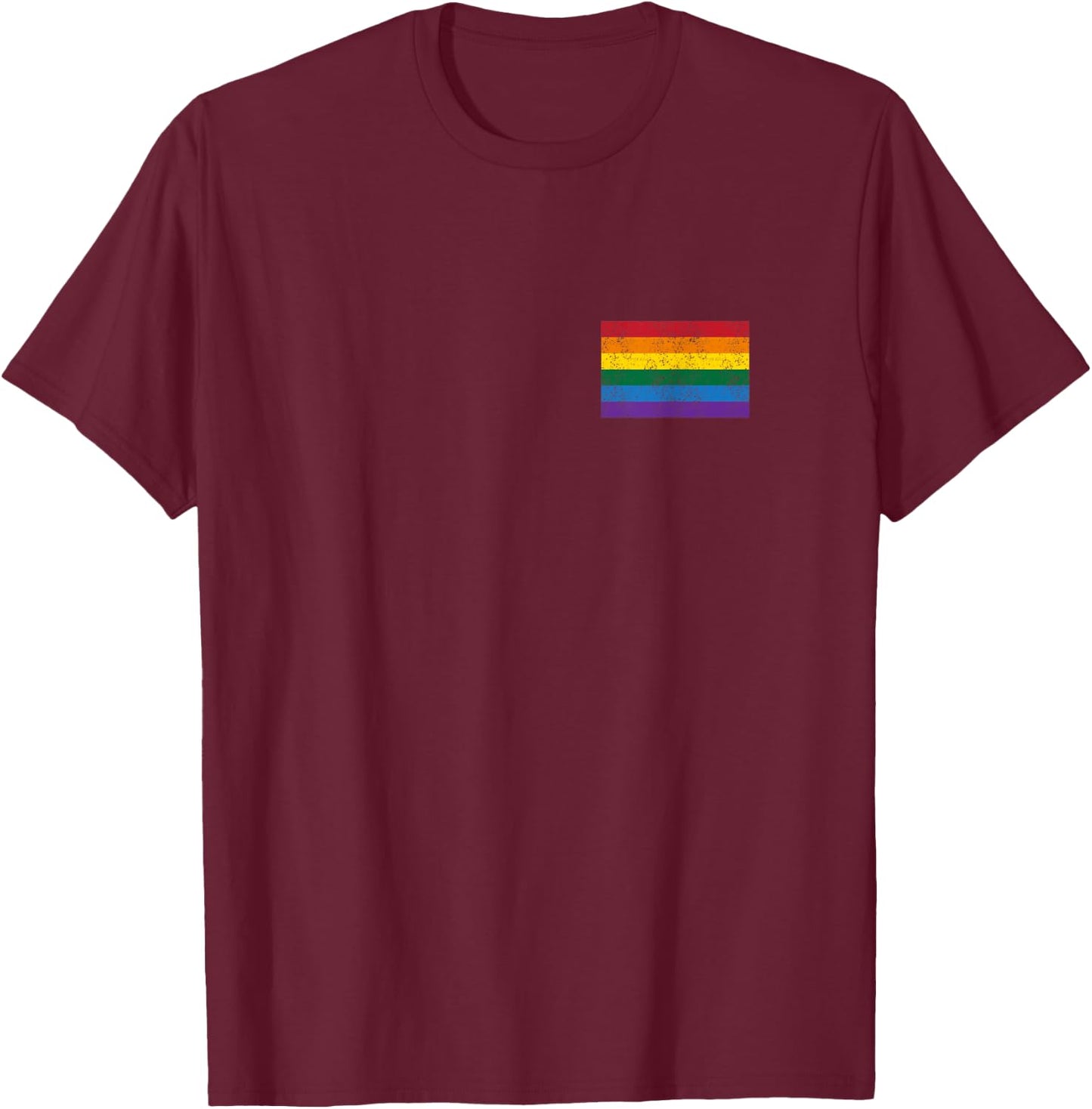 Vintage Distressed Gay Pride Flag (Gay Flag Shirt) T-Shirt - T-Shirt | Maroon