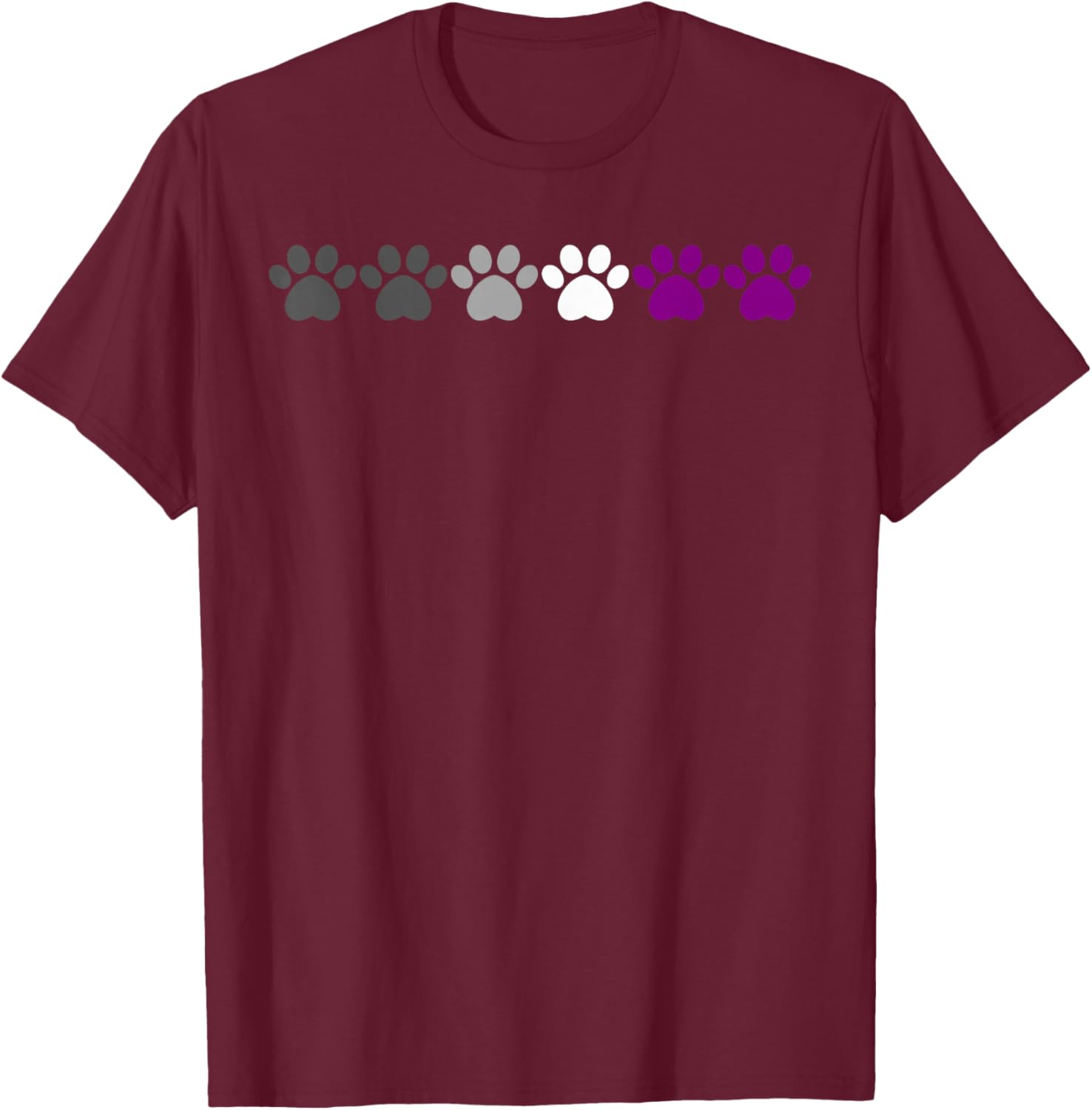 Ace Pride Paw Print Asexuality LGBTQ Plus Pride Statement T-Shirt - T-Shirt | Maroon