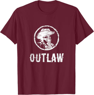 OUTLAW Old West fugitive rebels Renegades Western Style T-Shirt - T-Shirt | Maroon