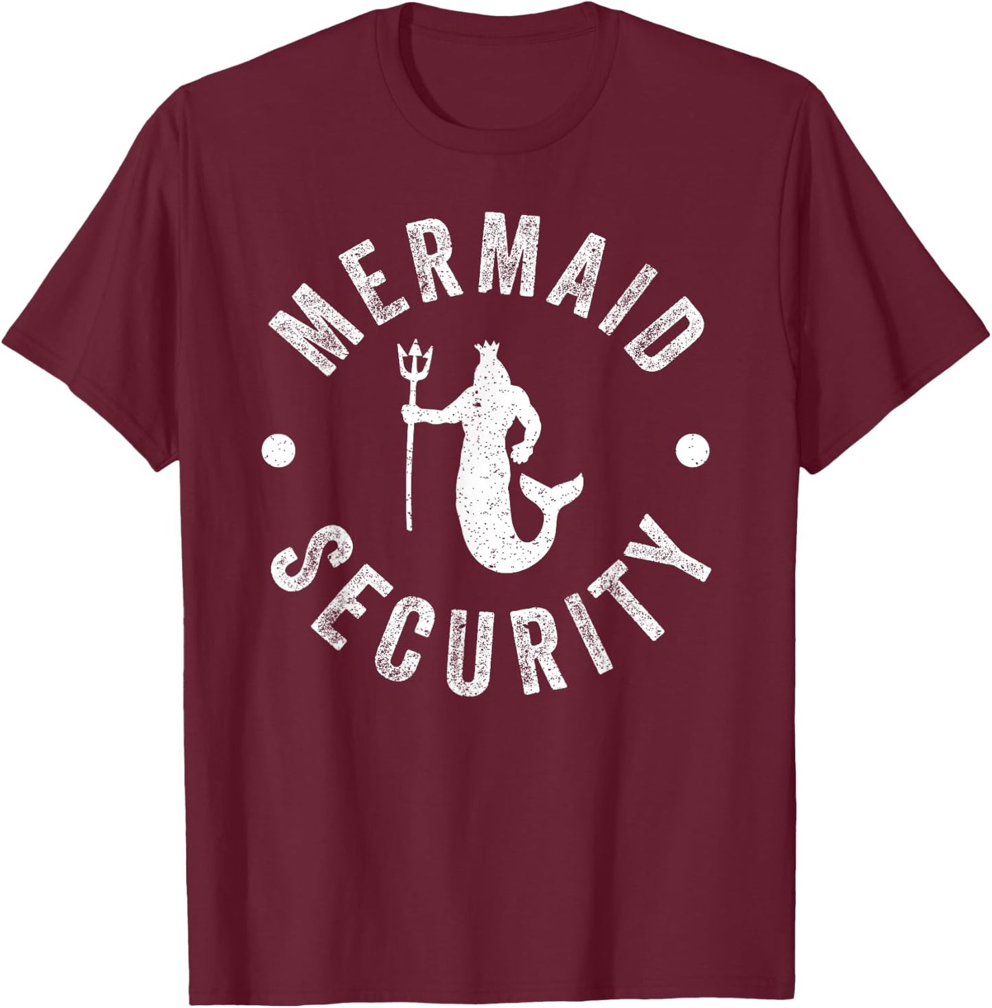 Mermaid Security Funny Swimming Costume T-Shirt - T-Shirt | Maroon