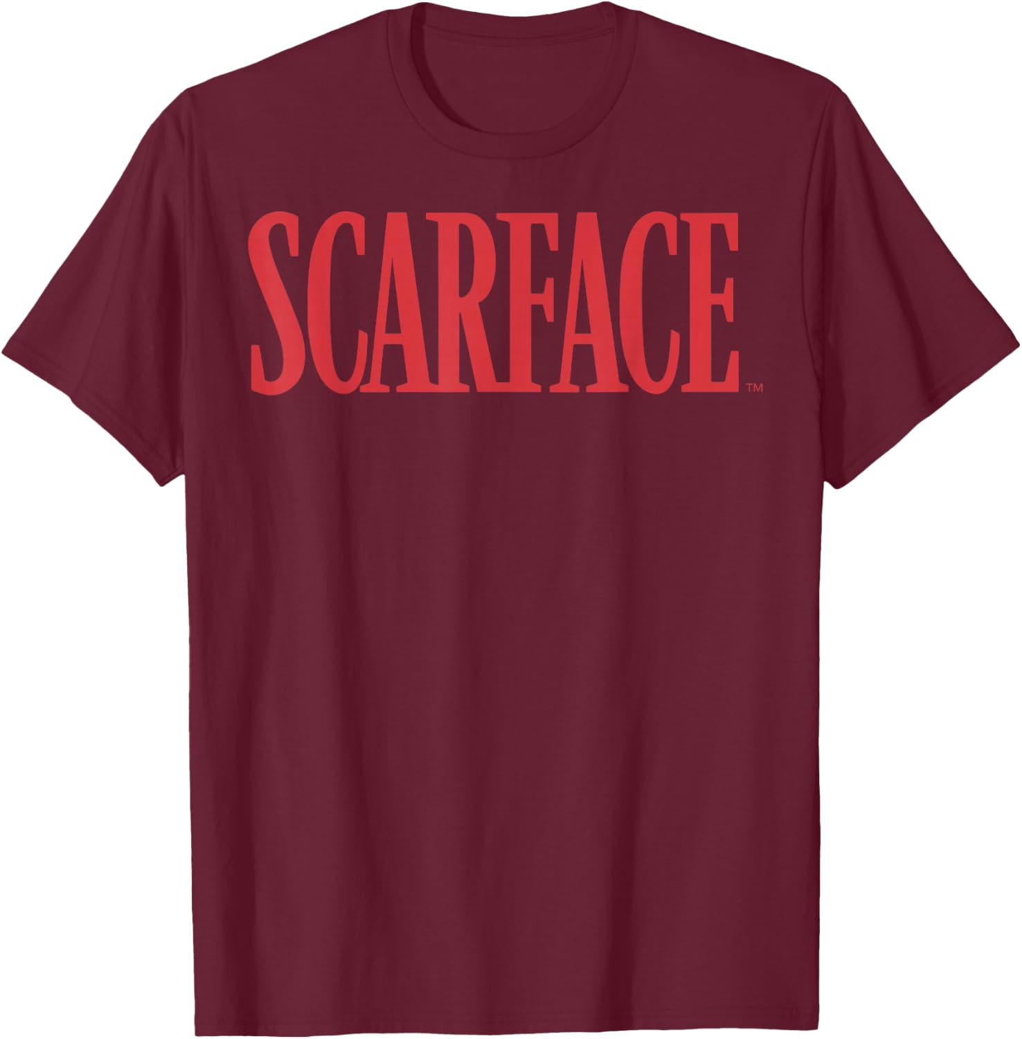 Scarface Bold Red Movie Text Graphic T-Shirt - T-Shirt | Maroon
