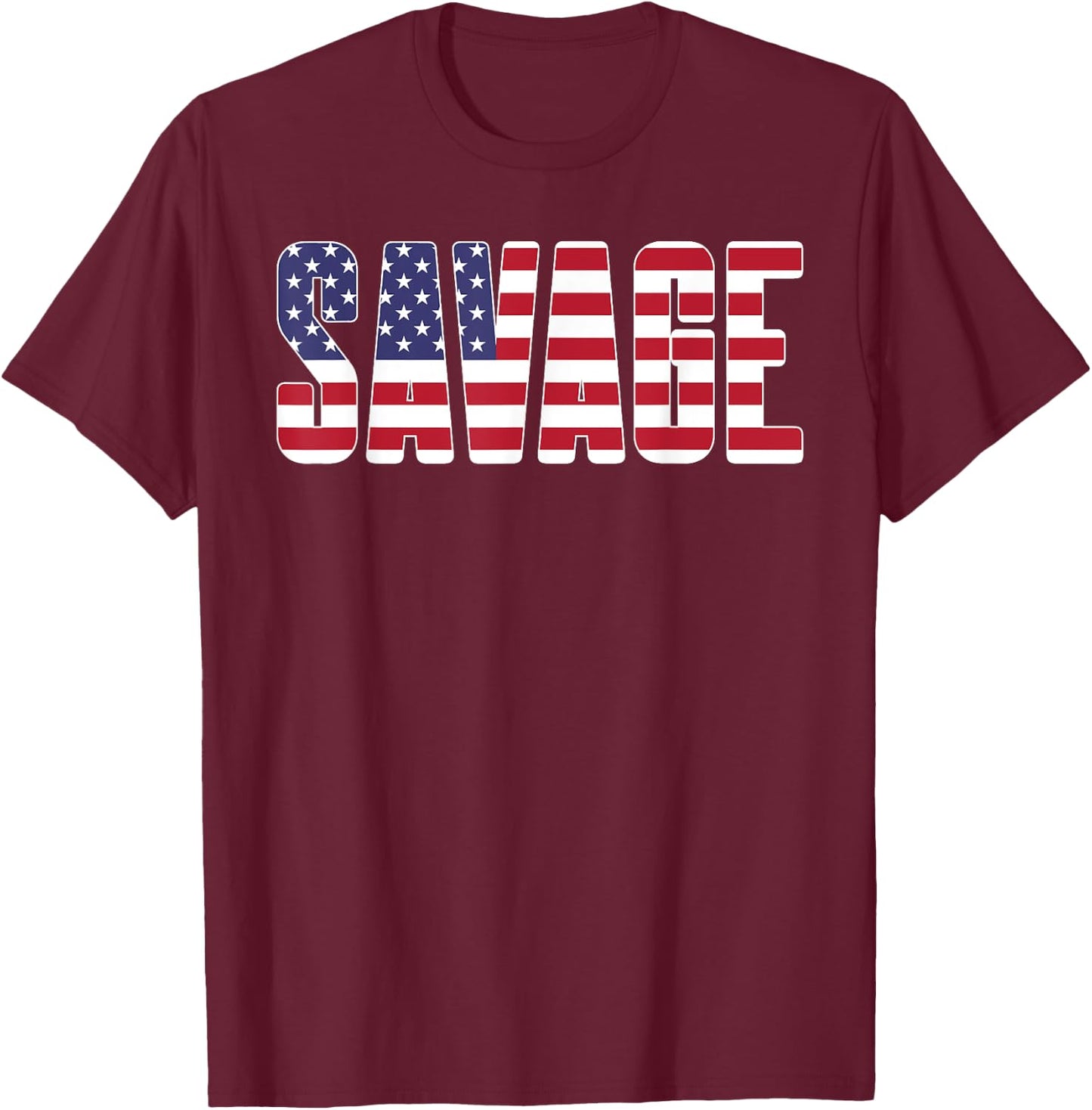 Savage - Awesome American Lifting USA Gym Strong T-Shirt - T-Shirt | Maroon