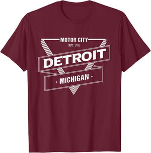Motor City Detroit Michigan US Downotown Motown T-Shirt - T-Shirt | Maroon