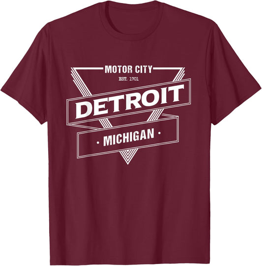 Motor City Detroit Michigan US Downotown Motown T-Shirt - T-Shirt | Maroon
