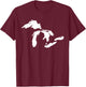 Michigan Map Great Lakes Midwest Mitten Vintage Gift T-Shirt - T-Shirt | Maroon