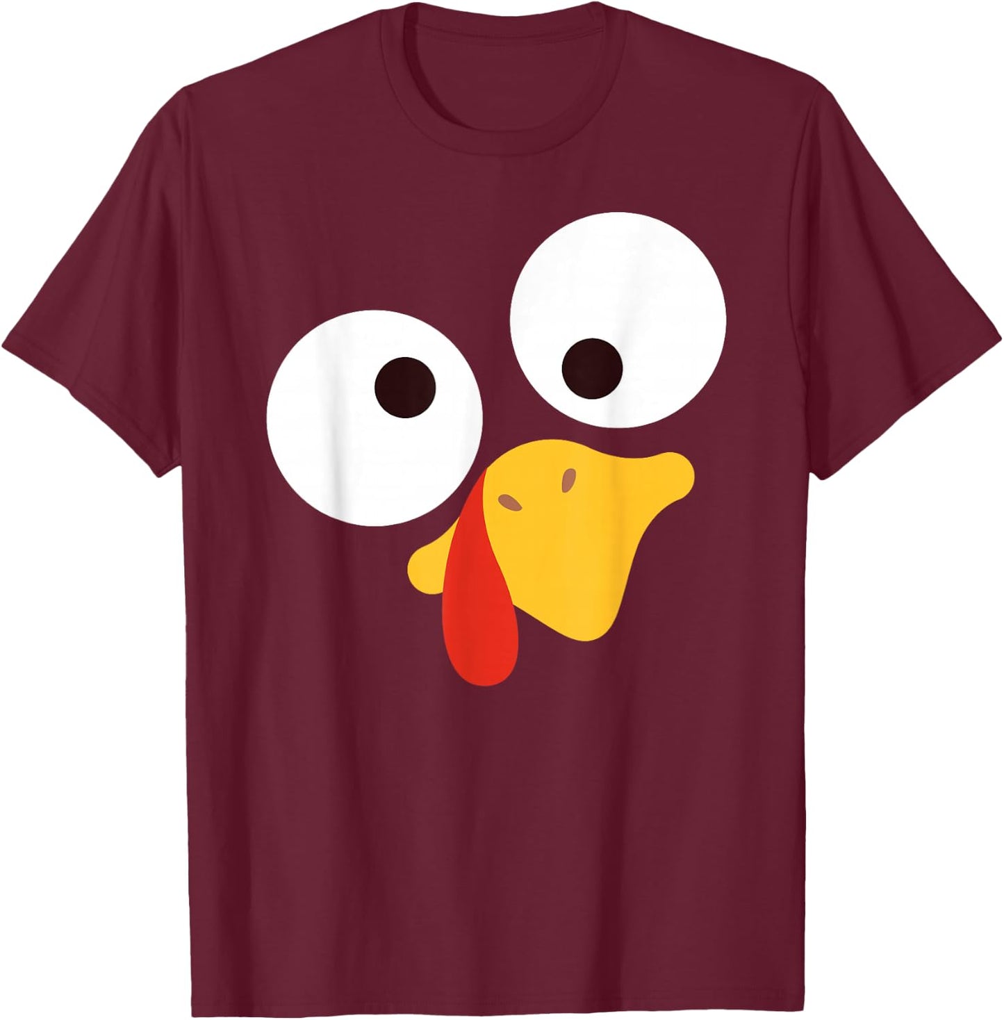 Turkey Face Pilgrim Costume Crazy Funny T-Shirt - T-Shirt | Maroon