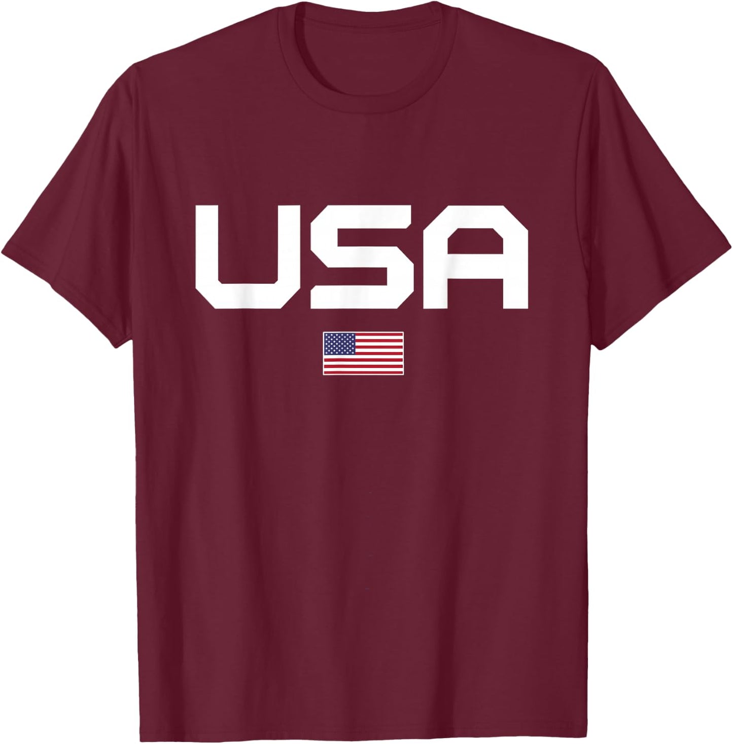 American Flag Cool Patriotic Men Women 4th of July USA T-Shirt - T-Shirt | Maroon