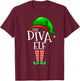 The Diva Elf Family Matching Group Christmas Gift Mom Wife T-Shirt - T-Shirt | Maroon