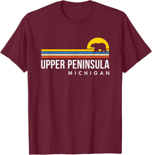 Upper Peninsula Michigan MI Bear Vintage Retro Souvenirs T-Shirt - T-Shirt | Maroon