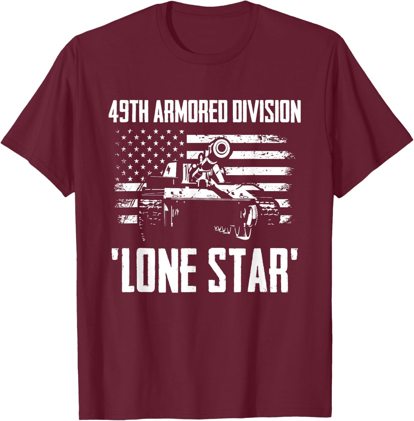 49th Armored Division Lone Star T-Shirt - T-Shirt | Maroon