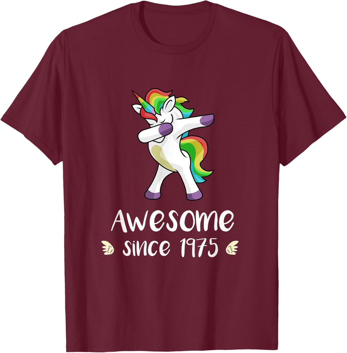 Awesome Since 1975 Cute Unicorn 43rd Birthday Gift T-Shirt - T-Shirt | Maroon