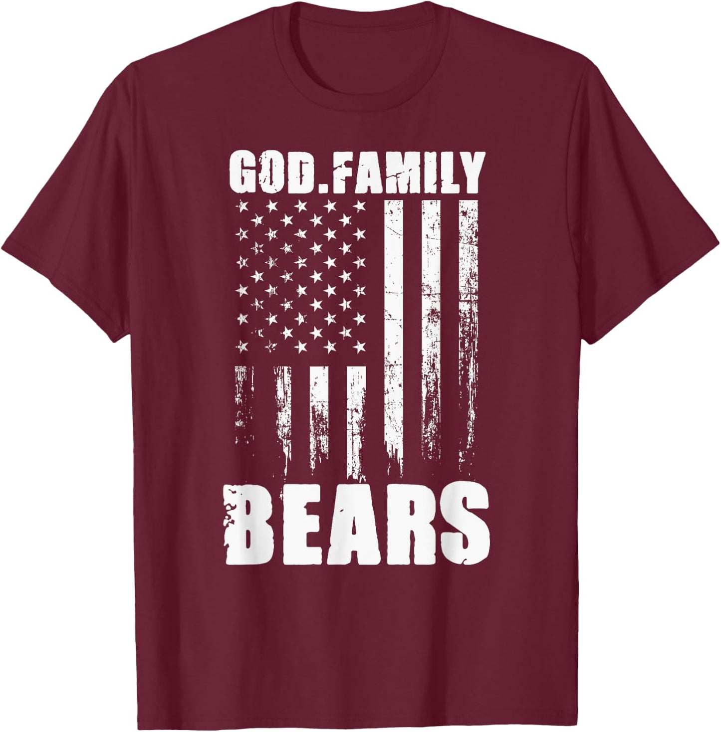 Cherokee Bluff Bears God. Family. Vintage USA Flag T-Shirt - T-Shirt | Maroon