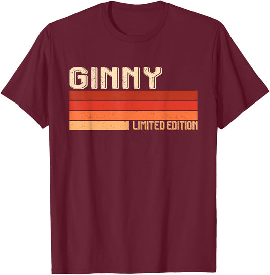 GINNY Name Personalized Idea Men Retro Vintage GINNY T-Shirt - T-Shirt | Maroon