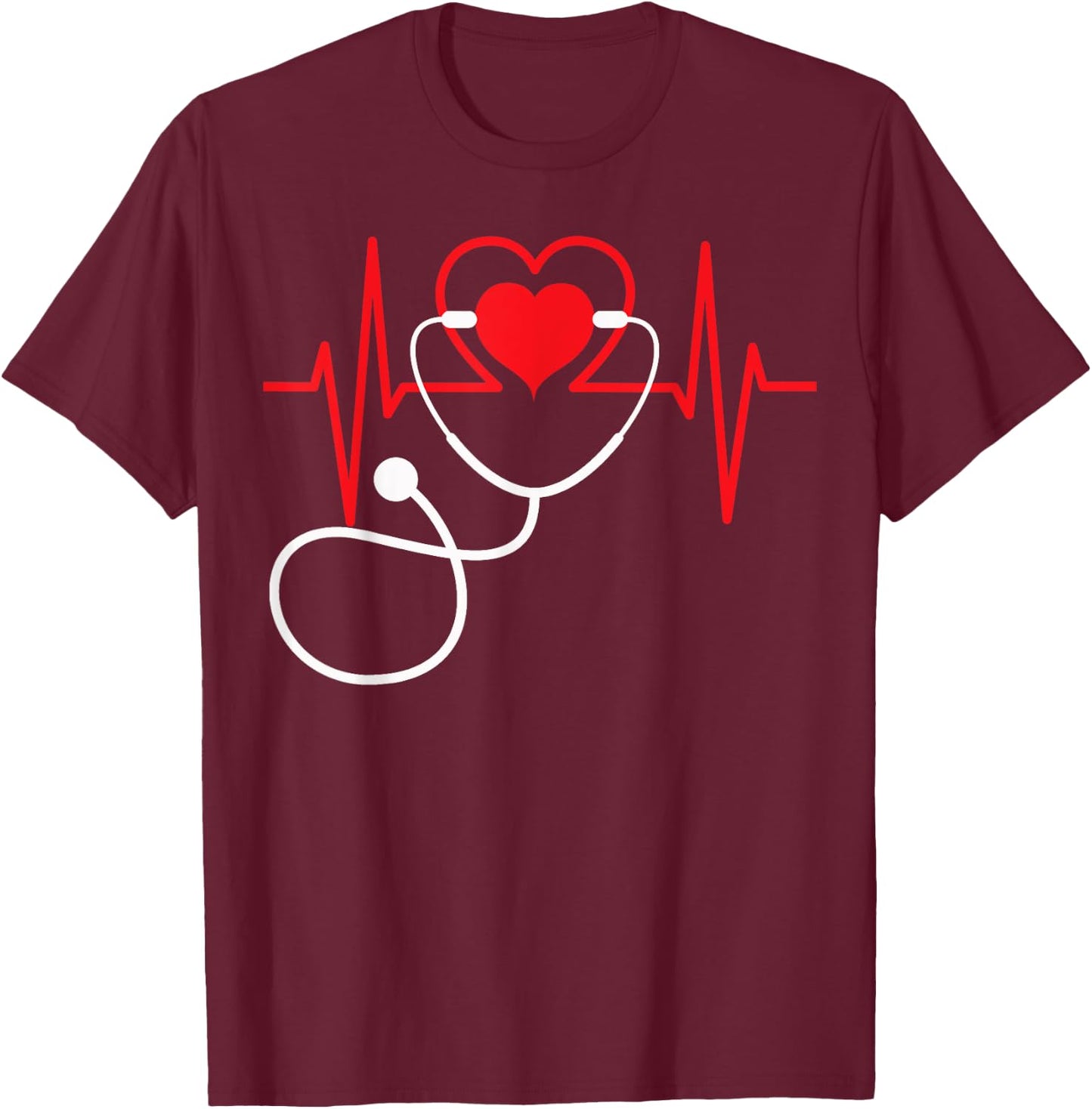Funny Heart Beats Nurse Nursing Medical T Shirt Men woman T-Shirt - T-Shirt | Maroon