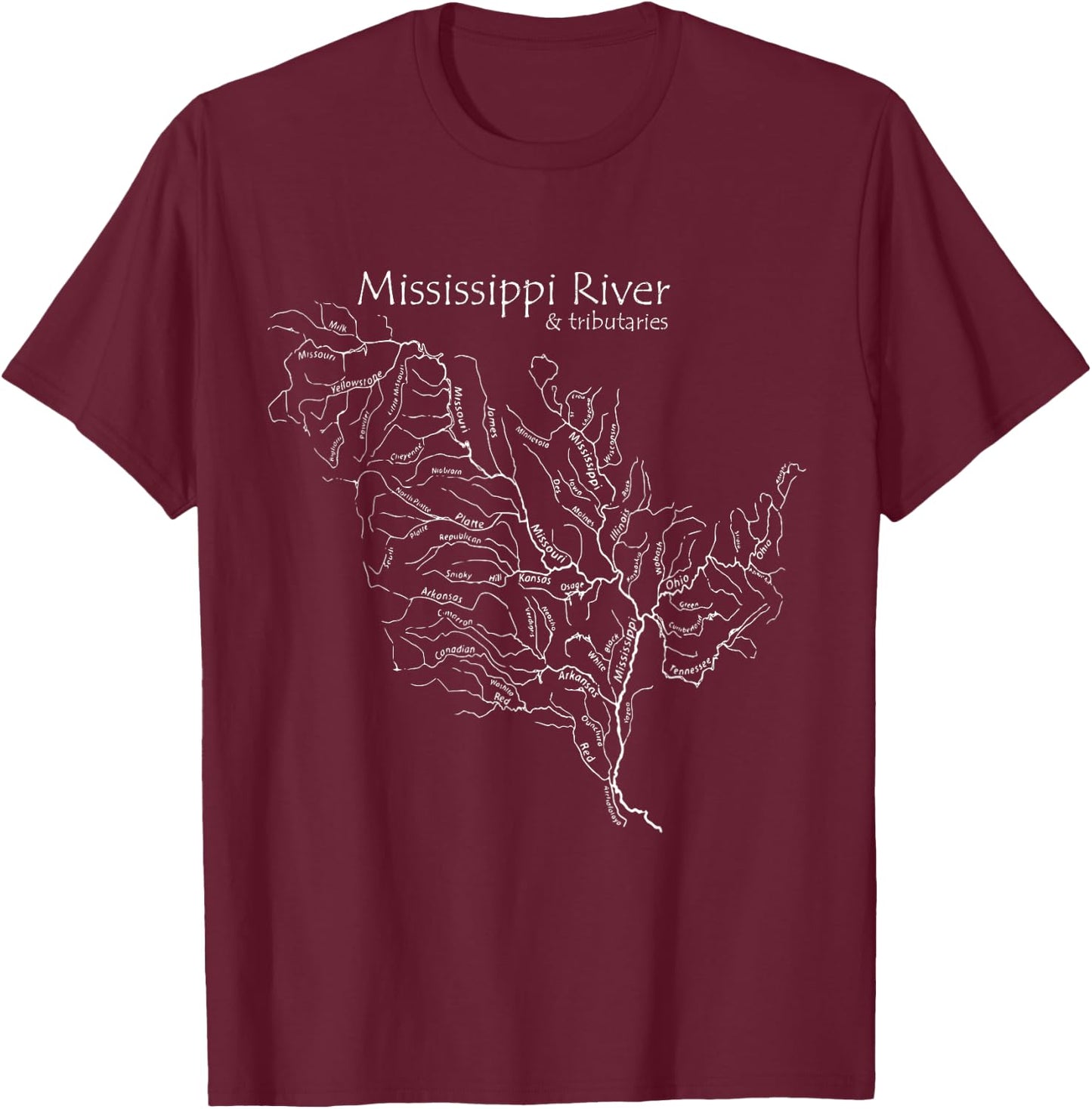 Mississippi River and Tributaries T-Shirt - T-Shirt | Maroon