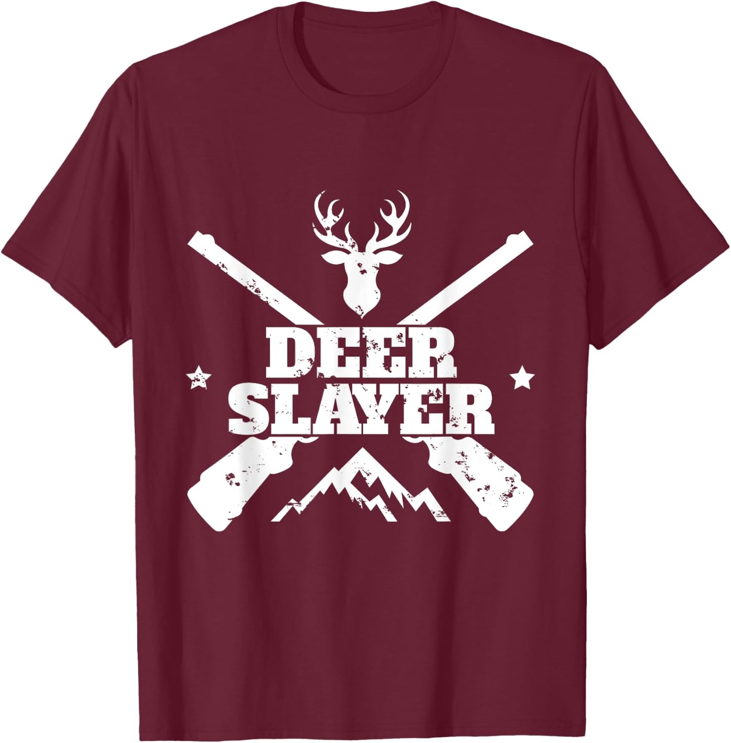 Deer Hunter Slayer Hunting Buck Sportsman T shirt T-Shirt - T-Shirt | Maroon