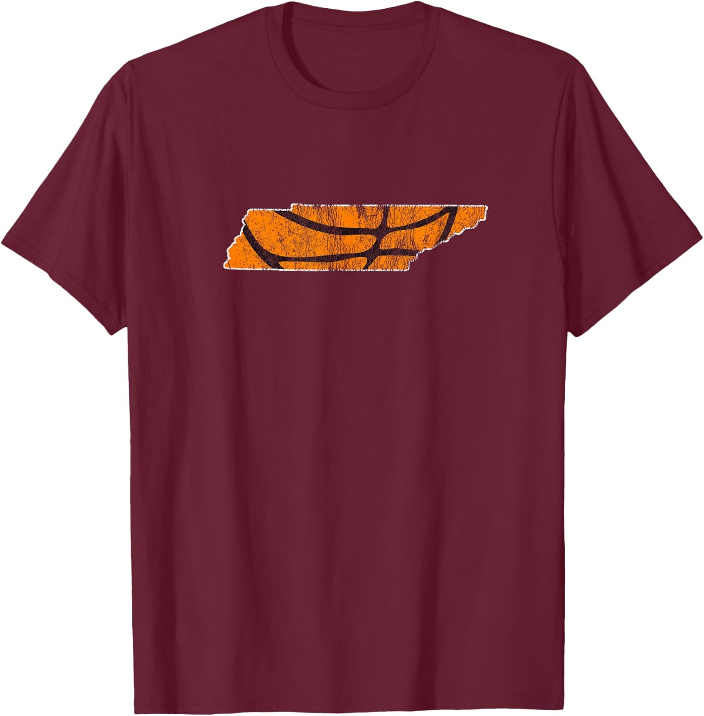 Tennessee Sports Fan Basketball In Knoxville State Outline T-Shirt - T-Shirt | Maroon