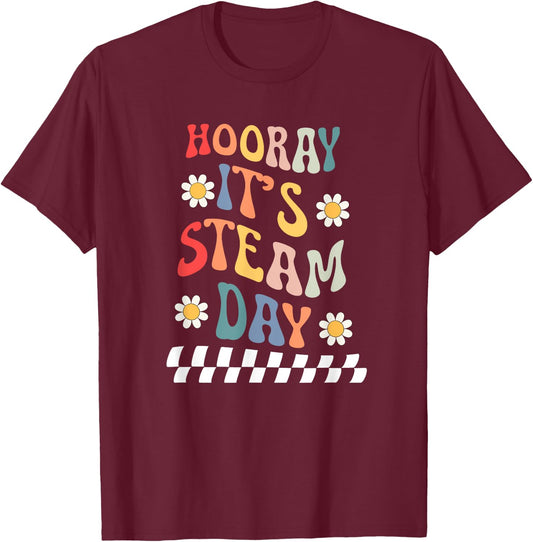 It's STEAM Day STEAM Teacher Groovy STEAM Teaching T-Shirt - T-Shirt | Maroon
