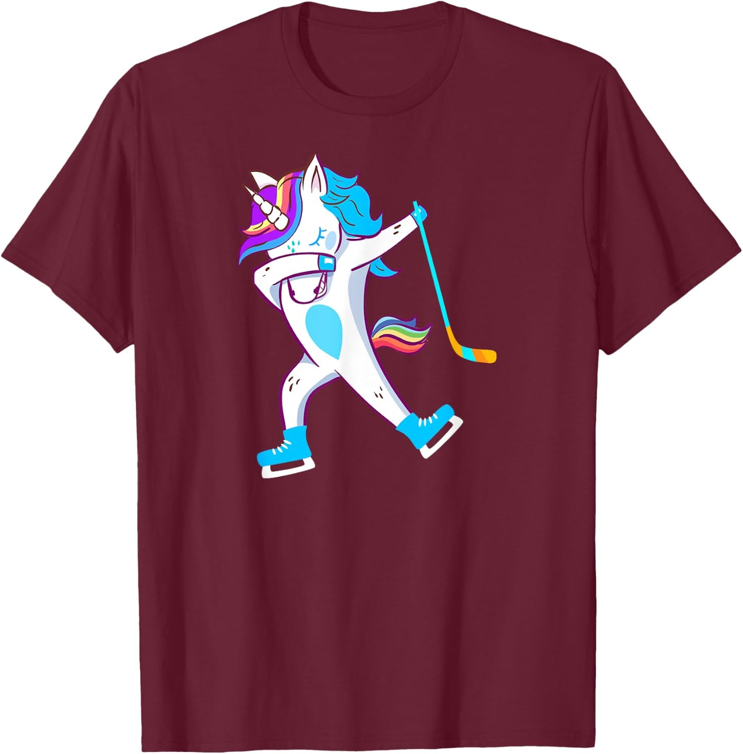 Dabbing Hockey Unicorn Puck Kids Boys Girls Cool Ice Hockey T-Shirt - T-Shirt | Maroon