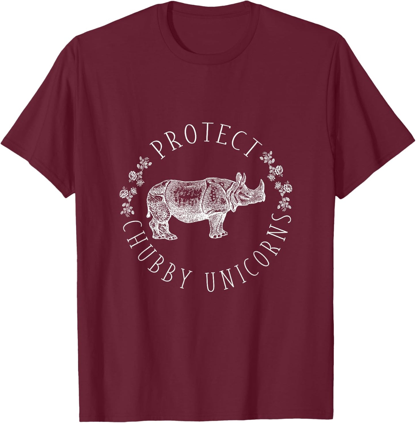 Protect Chubby Unicorns Save the White Rhino Animal Lover T-Shirt - T-Shirt | Maroon