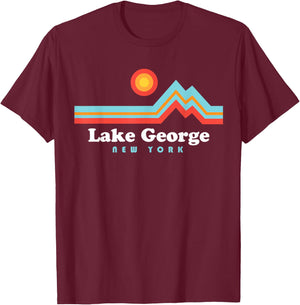 Lake George New York Sunset Mountains T-Shirt - T-Shirt | Maroon