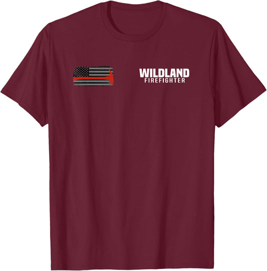 Wildland Fire Rescue Department Firefighters Firemen Uniform T-Shirt - T-Shirt | Maroon
