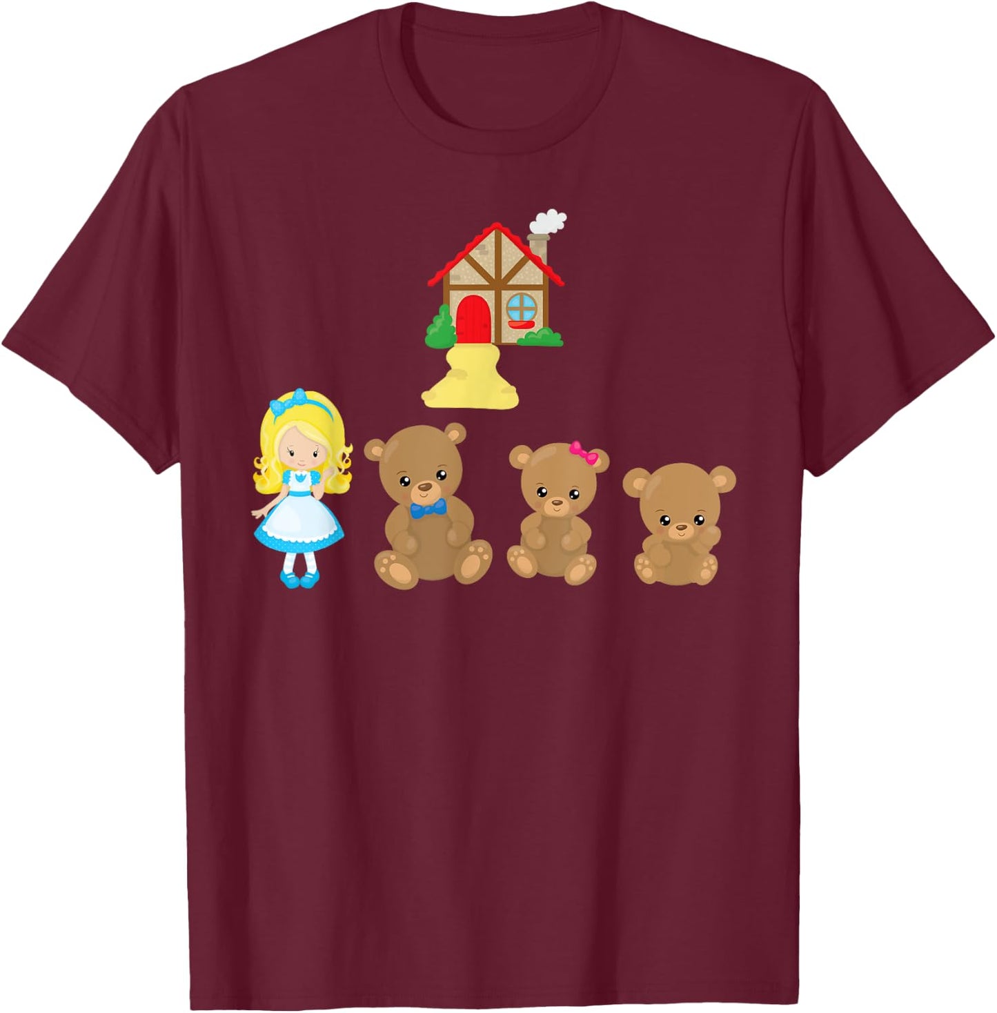 Goldilocks and the Three Bears - Shirt or Costume for Girls T-Shirt - T-Shirt | Maroon
