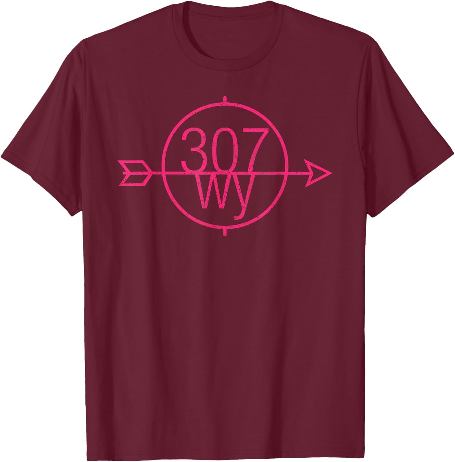 Wyoming Area Code 307 State Pride Hometown Pink T-Shirt - T-Shirt | Maroon