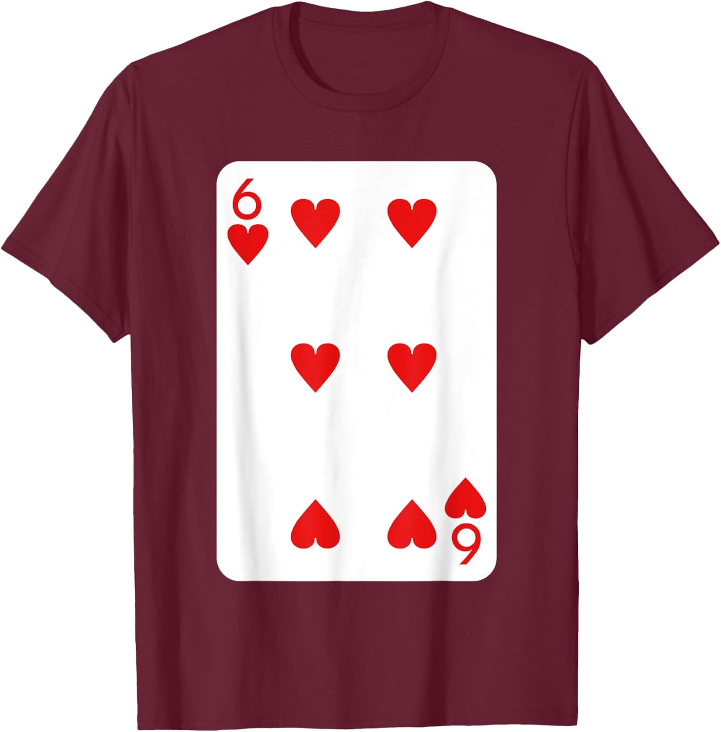 Six Of Hearts Playing Cards Halloween Costume Deck Of Cards T-Shirt - T-Shirt | Maroon