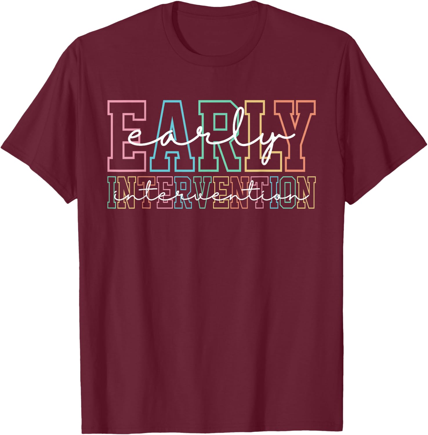 Retro Early Intervention Teacher Intervention Specialist T-Shirt - T-Shirt | Maroon