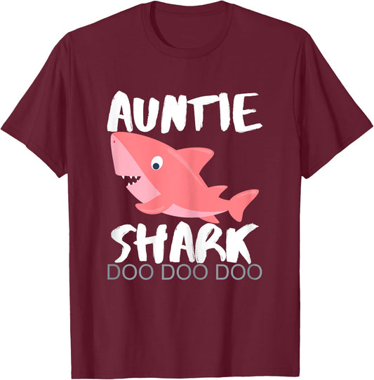 Auntie Shark Christmas Birthday Gift From Niece Nephew Women T-Shirt - T-Shirt | Maroon