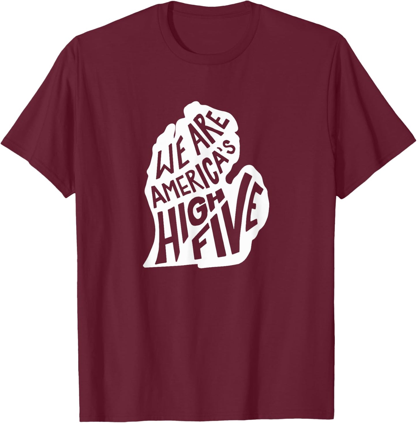 Michigan America's High Five - Retro Distressed T-Shirt - T-Shirt | Maroon