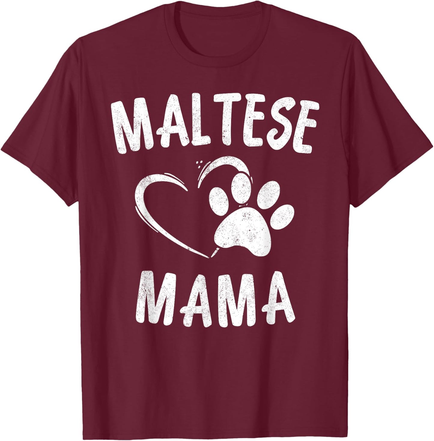 Fun Maltese Mama Gift Pet Lover Apparel Sleeve Dog Mom Women Kids T-Shirt - T-Shirt | Maroon