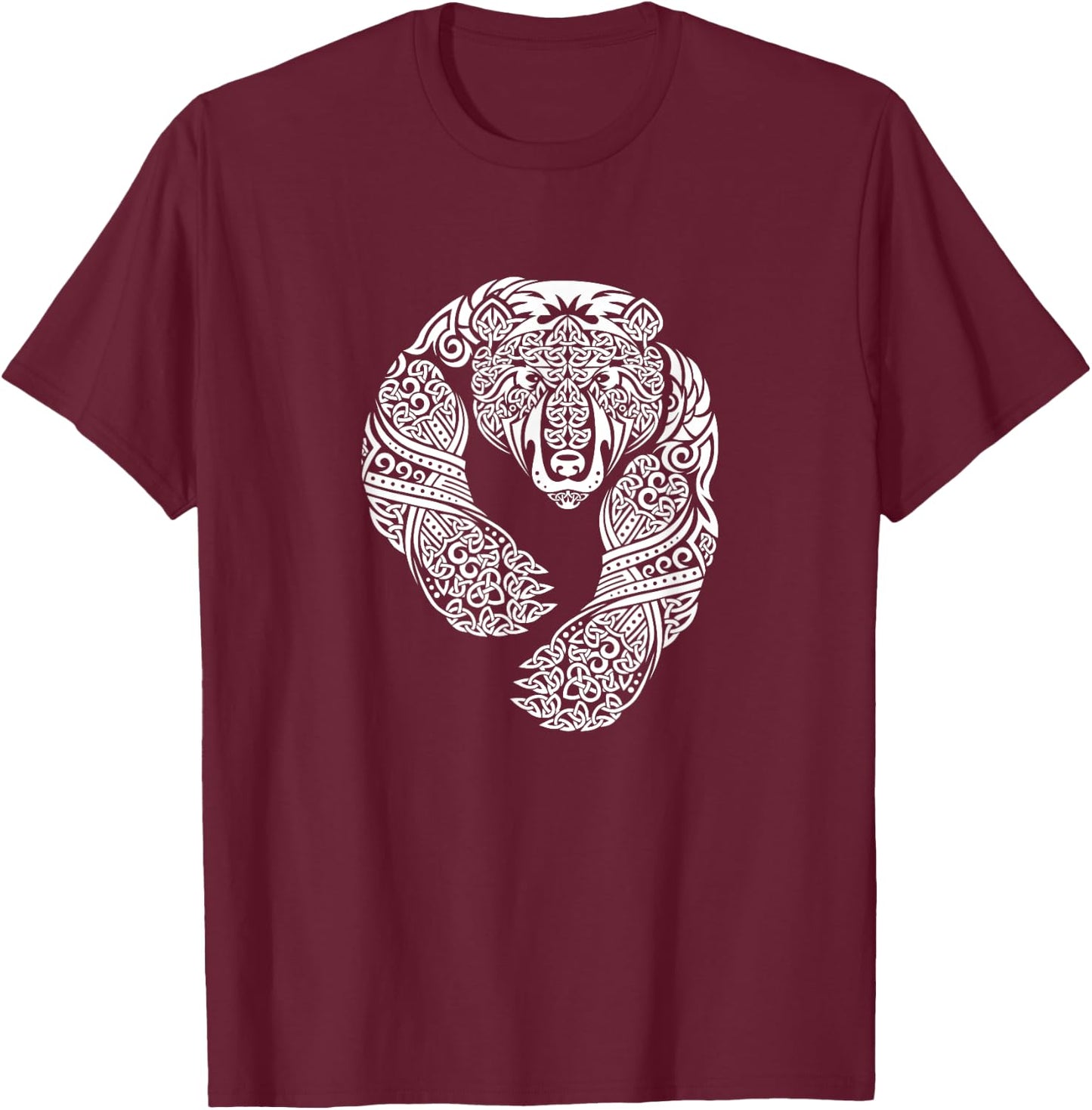 Celtic Knotwork Tribal Tattoo Bear T-Shirt - T-Shirt | Maroon