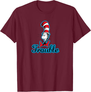 Dr. Seuss The Cat in the Hat Trouble T-Shirt - T-Shirt | Maroon