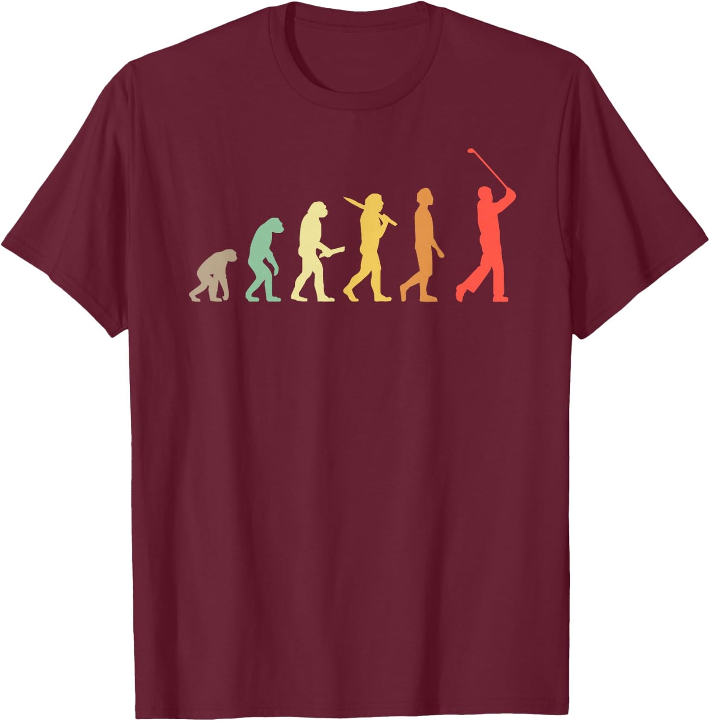 Retro Golf Evolution Gift Golfers & Golf Players T-Shirt - T-Shirt | Maroon