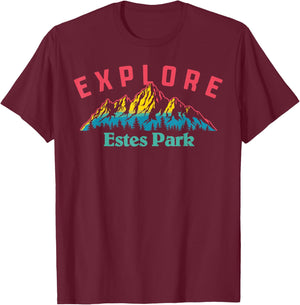 Estes Park Explore! Nature Outdoor Mountains T-Shirt - T-Shirt | Maroon
