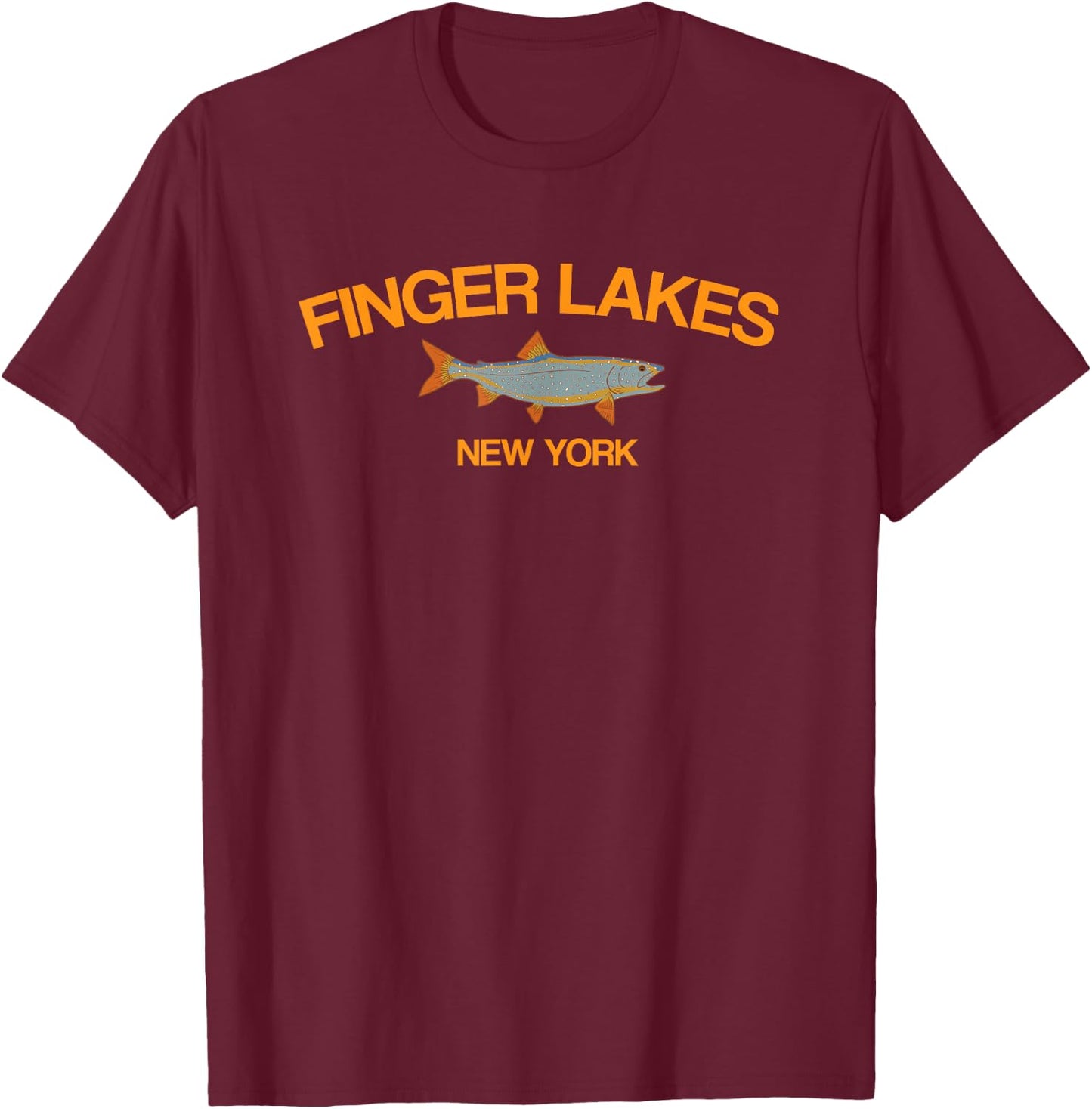 Finger Lakes Fishing New York Lake Clothes T-Shirt - T-Shirt | Maroon
