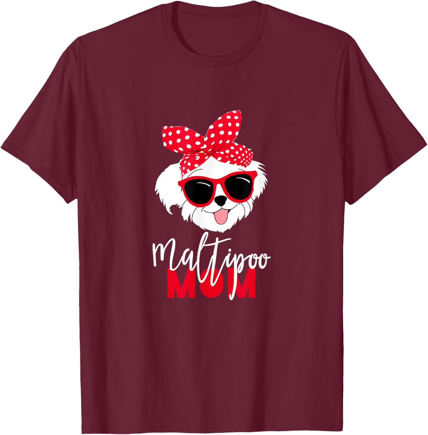 Dog Lovers T Shirt Maltipoo Mom Fur Mama Shirt Women Kids T-Shirt - T-Shirt | Maroon