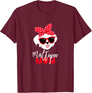 Dog Lovers T Shirt Maltipoo Mom Fur Mama Shirt Women Kids T-Shirt - T-Shirt | Maroon