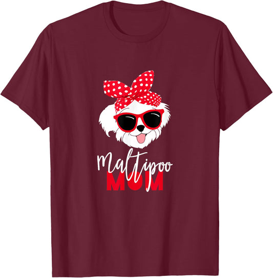 Dog Lovers T Shirt Maltipoo Mom Fur Mama Shirt Women Kids T-Shirt - T-Shirt | Maroon