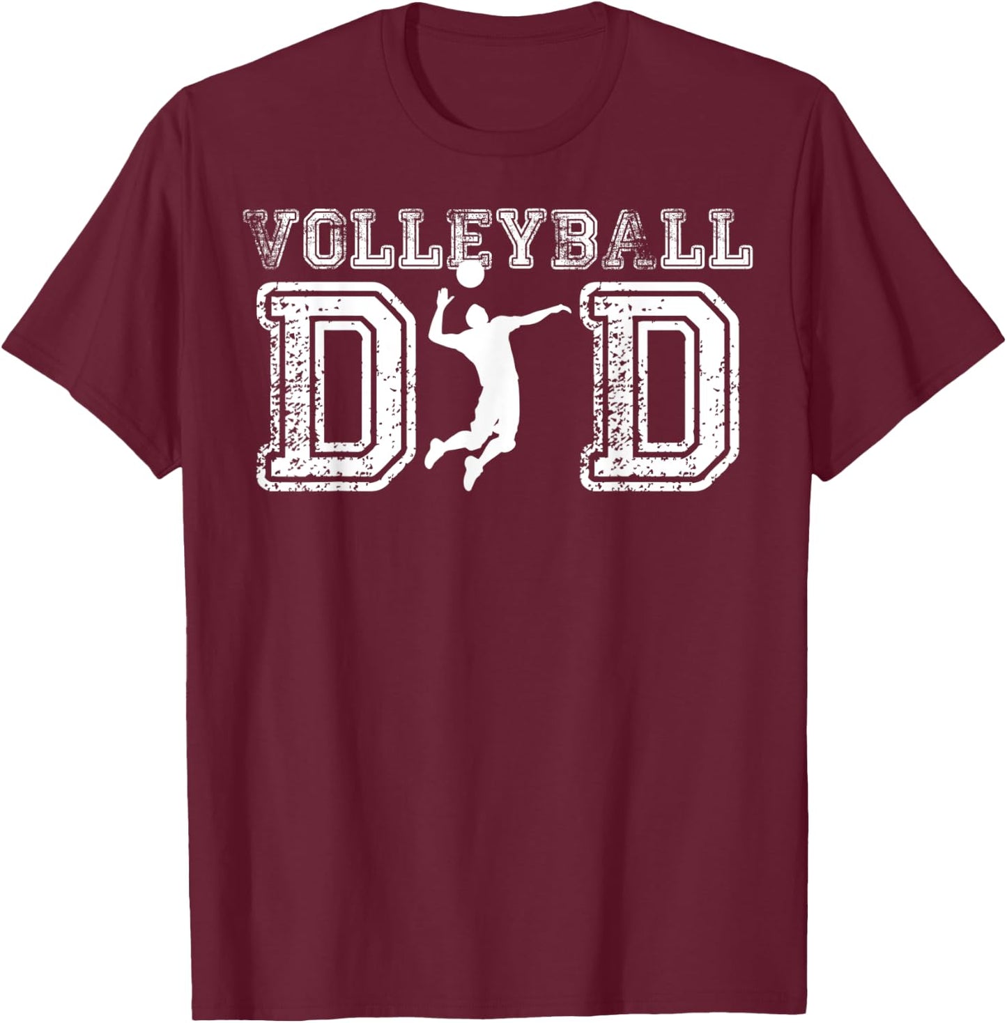Vintage Volleyball Dad Player Daddy Funny Father's Day Gift T-Shirt - T-Shirt | Maroon