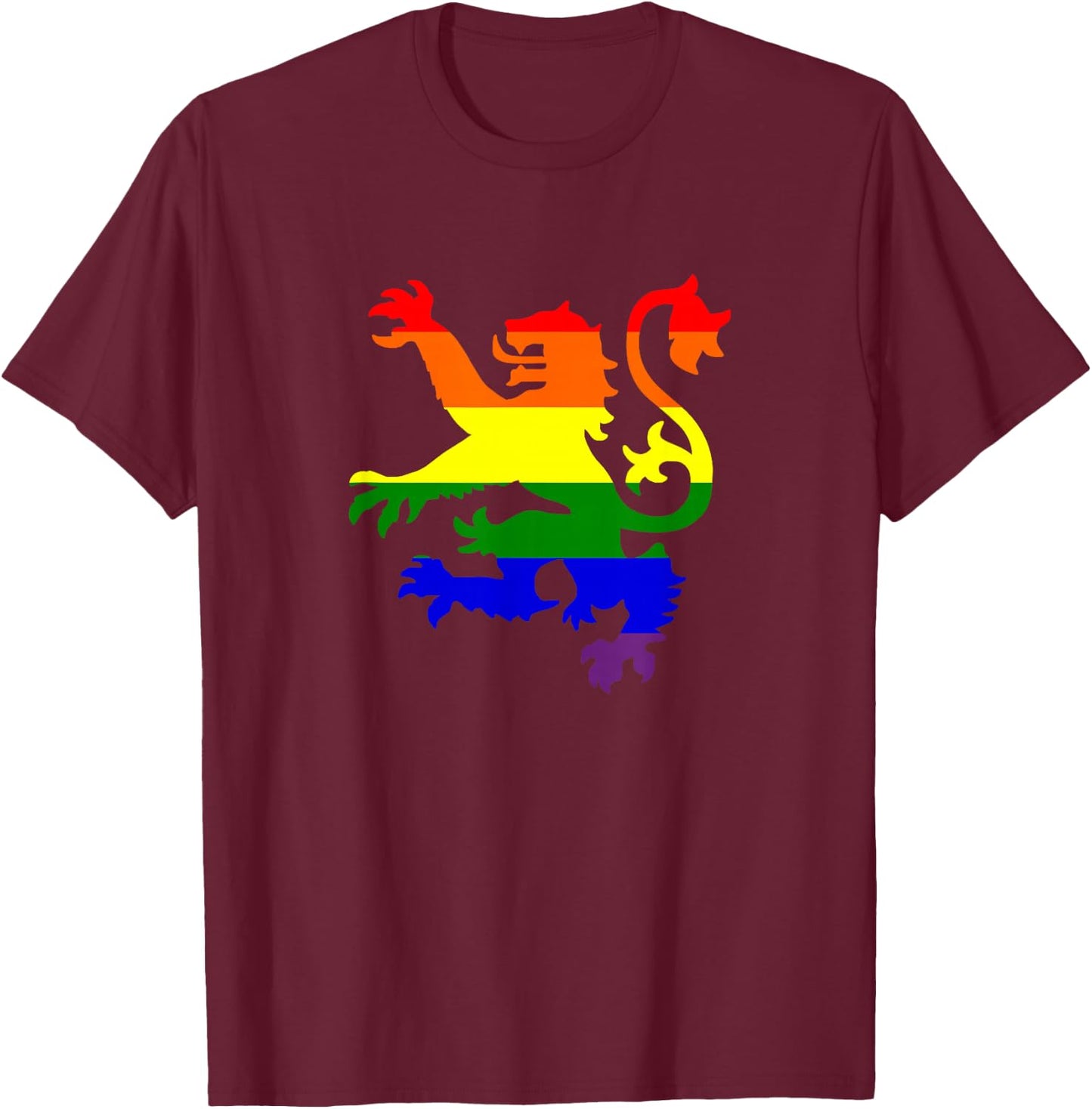 Scottish Lion Gay Pride T-Shirt - T-Shirt | Maroon