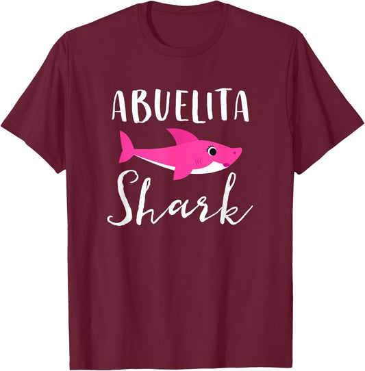 Abuelita Shark Grandma Grandmother Pink Shark Graphic T-Shirt - T-Shirt | Maroon