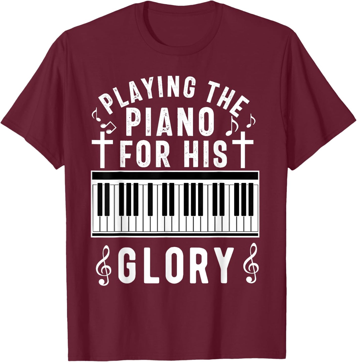 Christian Pianist Jesus Piano Player Musician Worship Lover T-Shirt - T-Shirt | Maroon