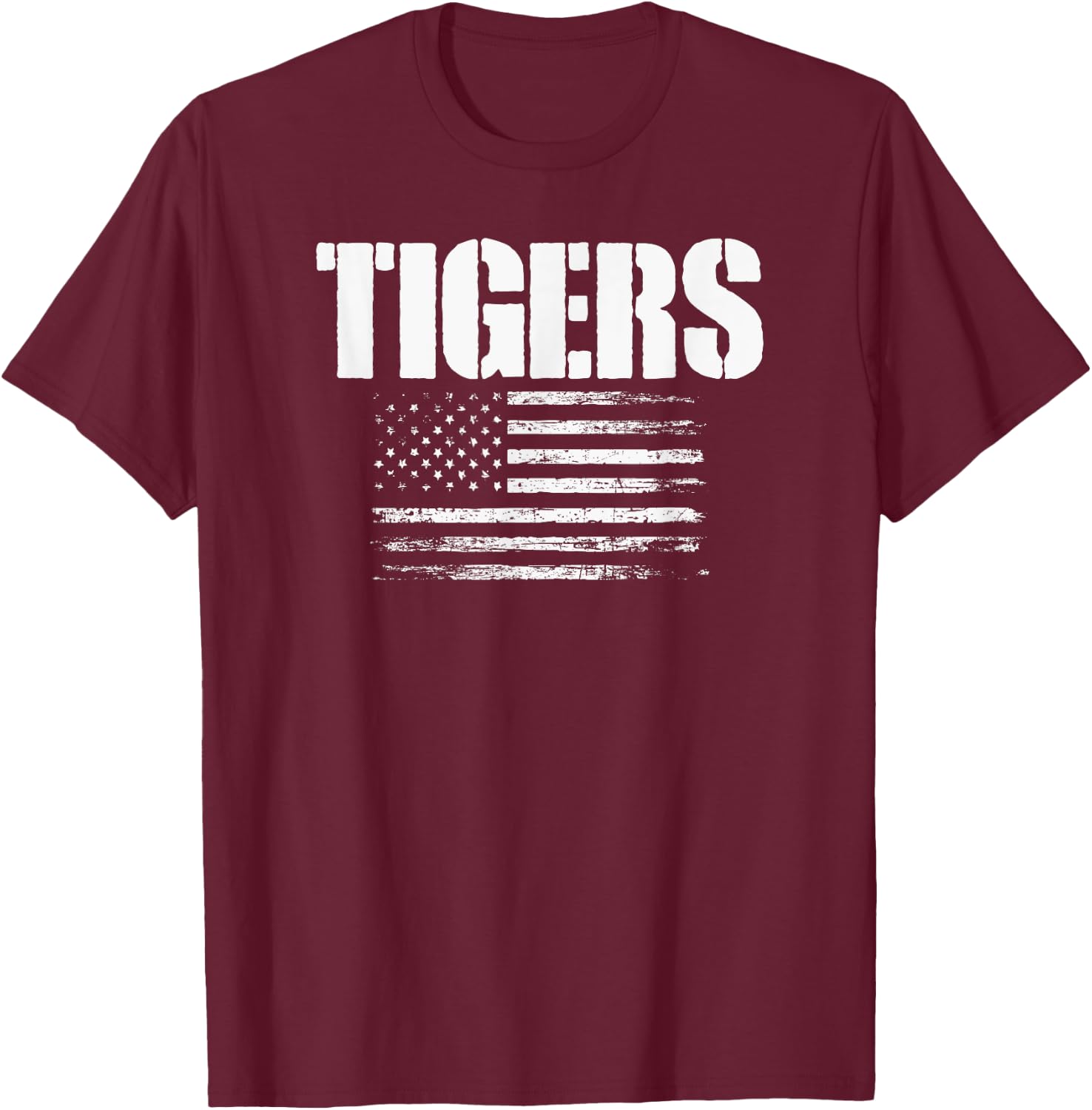 Wills Point Tigers USA Flag Pride T-Shirt - T-Shirt | Maroon