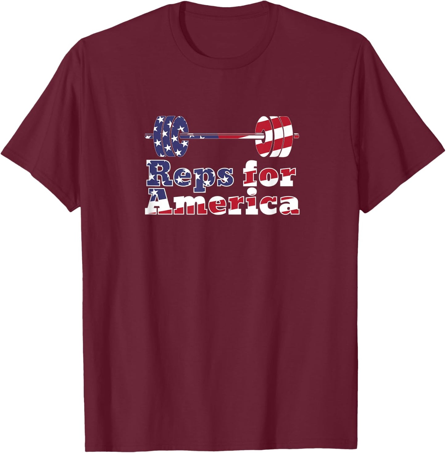 Patriotic barbell Reps For America USA Gym Women Kids Men T-Shirt - T-Shirt | Maroon