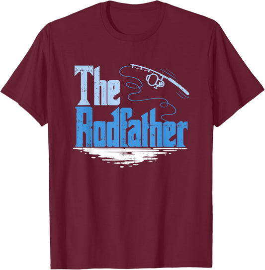The Rodfather Funny Fishing Parody T-Shirt - T-Shirt | Maroon