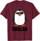 Funny Christmas Winter Penguin shirts, puns, Chillax Shirt T-Shirt - T-Shirt | Maroon